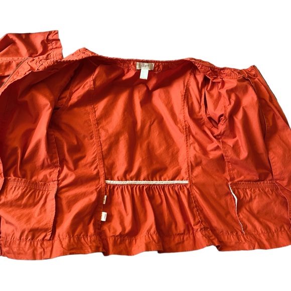 Ann Taylor LOFT Peplum Jacket Coral Red Orange Lightweight Unlined Zip sz M - Picture 8 of 11
